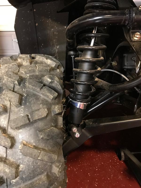 Rear raised on jack to fully extended with 1.5” spacer.