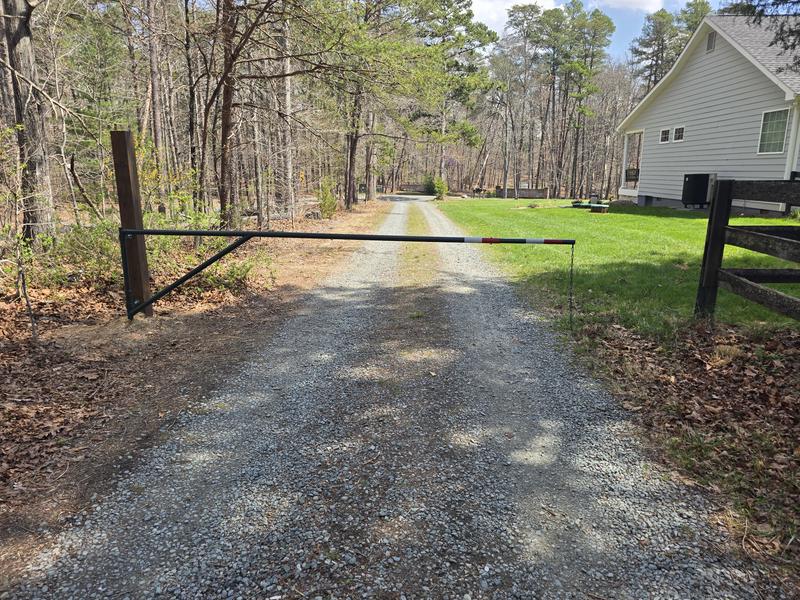 Mounted on a 6x6 post. Gate extends to desired length. Works well on property adjacent to a neighbor when a second post is not an option.
