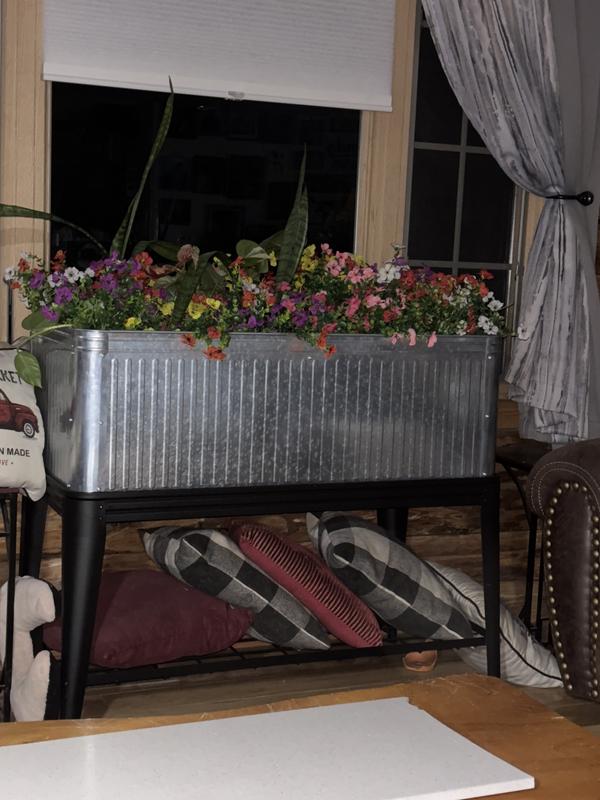 THEArth×NATURETONESTHE LITTLE WORK STAND GroundWork 7 cu. ft. Galvanized Vintage Planter with Stand