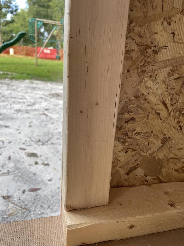 Cracked wood at doorway