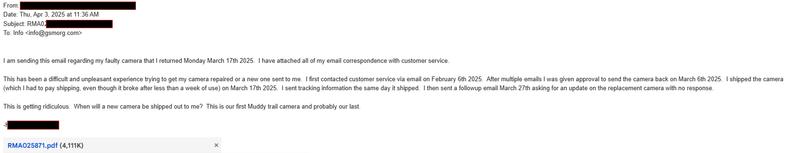 Correspondence 6 Most recent - problem still not resolved