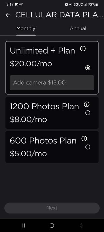 Data plan offeers on $5 discount for multiple cams, each cam