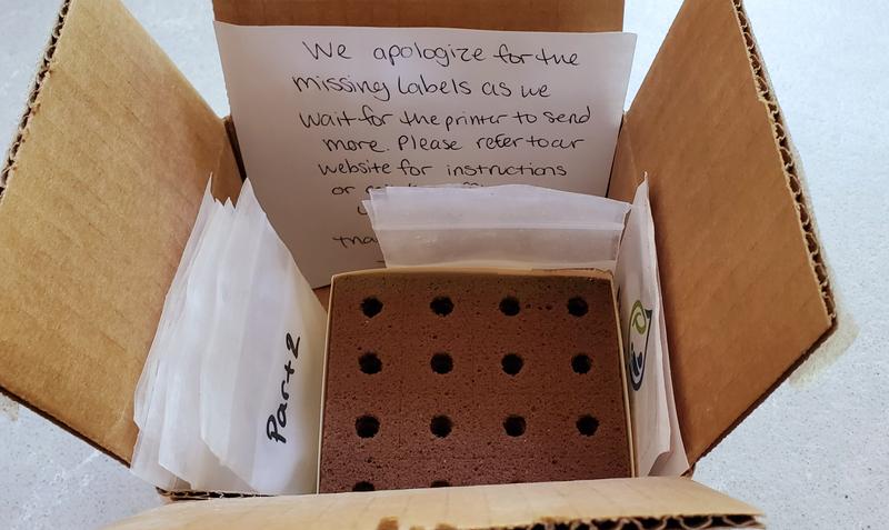 contents of box, no directions on how to grow, just a note.