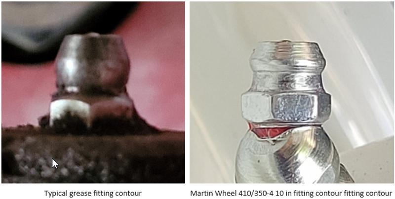 Typical vs as provided grease fitting contour.