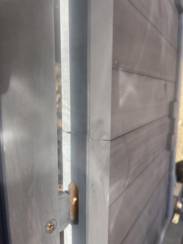 Crack and misaligned hole