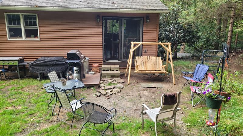 Behind the house