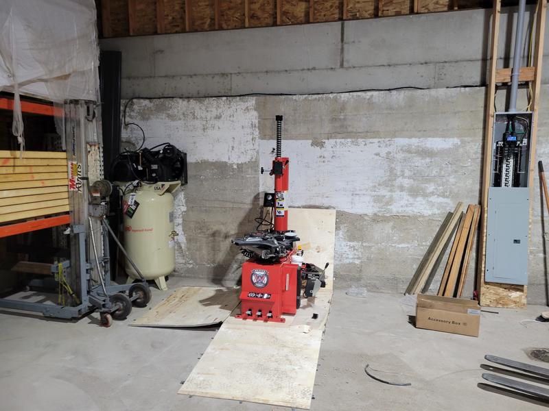 Compressor used for shop air and to run tire machine.