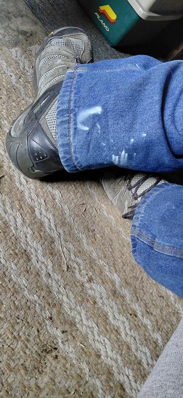 Photo of the bleach denim, inside of cuff, folded when arrived.