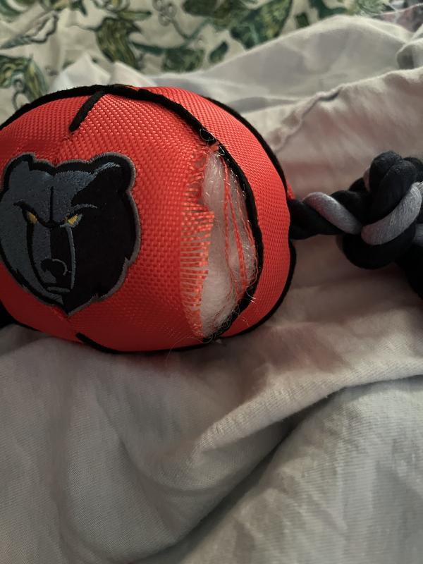 Defective toy straight out of package. Tractor Supply provided excellent customer service and I promptly received a replacement but I guess it was just poor quality because my 2 month old tiny toy chihuahua tore it up within days.