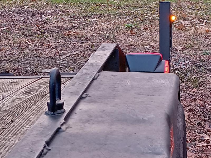 Mounted vertically at the rear corners
