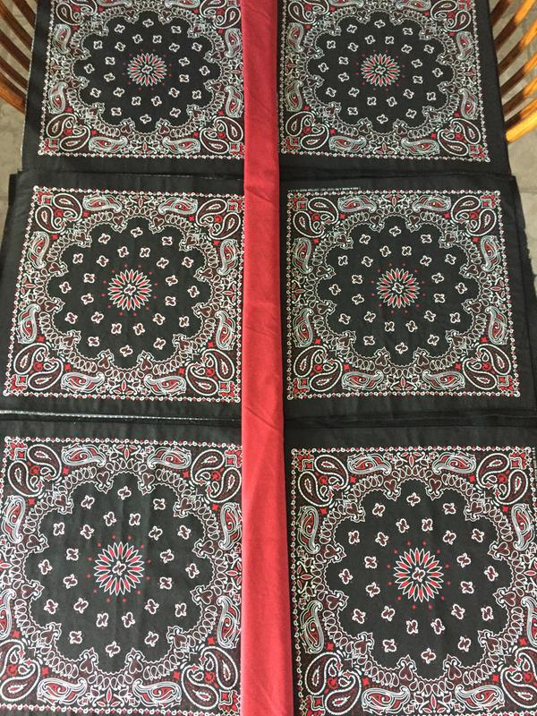 Beginning stages of quilt-as-you-go Bandanna quilt.
