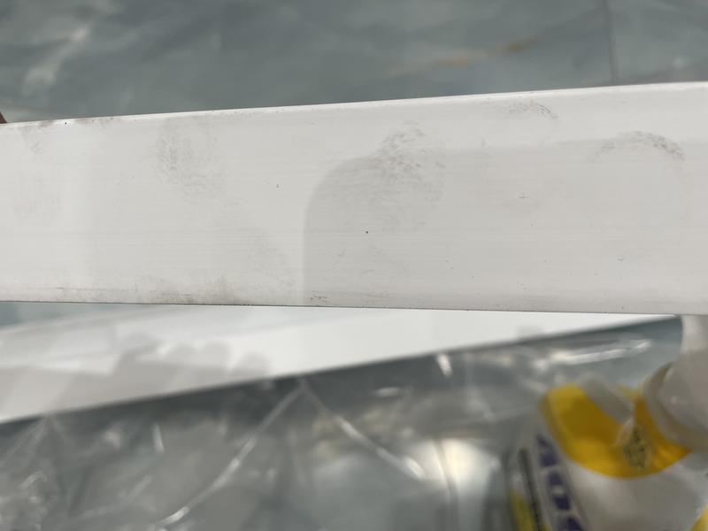 Damage was done before packaged and sent. 
No concern for the customer who needs a clean new product for their home inspection.