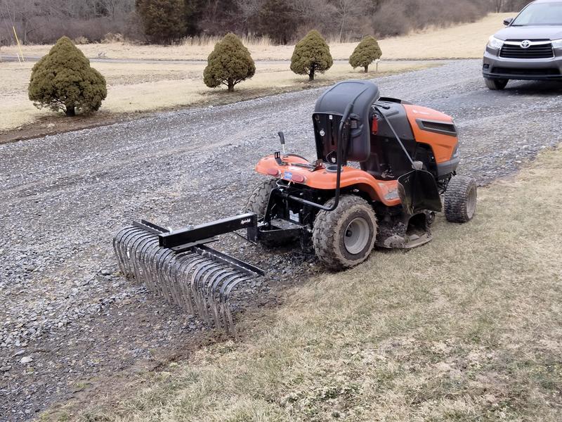 rock rake on a Husqvarna garden tractor