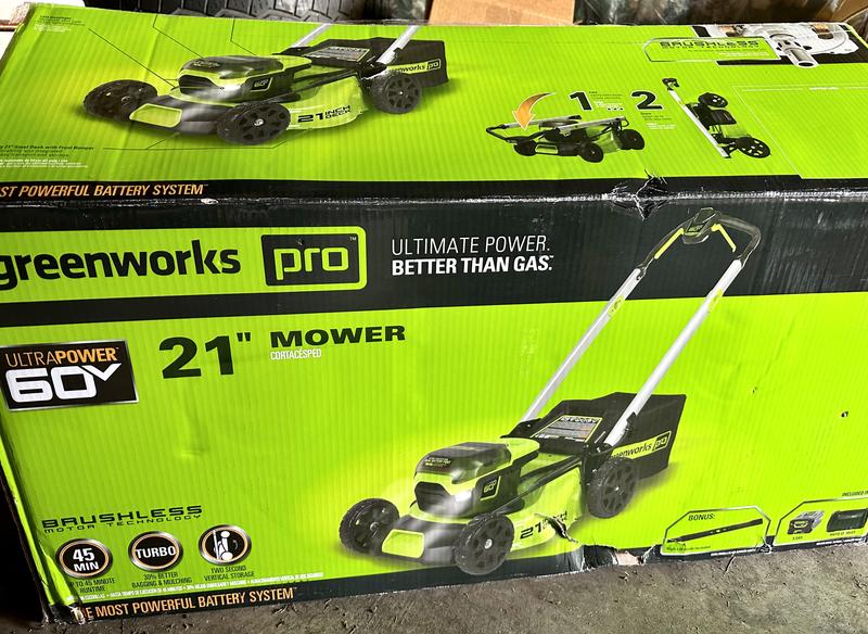 Greenworks pro 60v 21 inch deck lawn mower boxing material