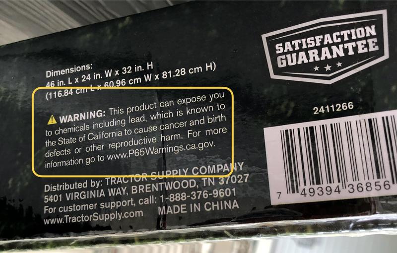 Warning label on the carton
