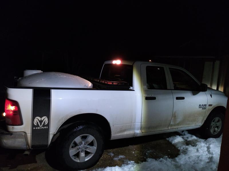 In my truck with the tool box