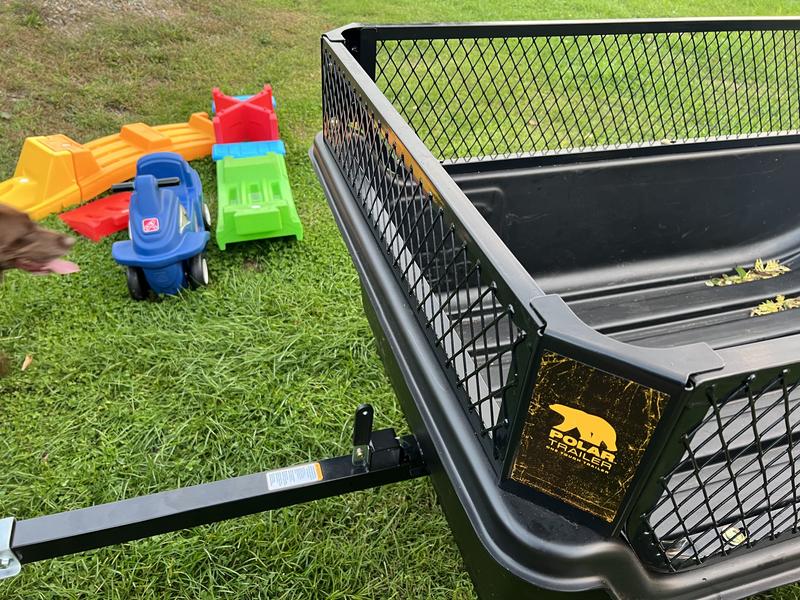 I installed the rails with the cage-side facing out, so that I can install tool holders to hold a brush trimmer, rakes, shovels, chainsaw etc. I noticed others installing them the other way, the manufacturer pictures show them both ways