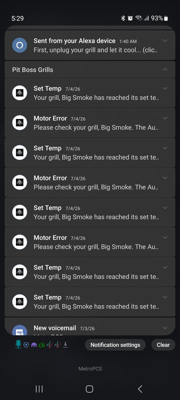 Error, and motor failure messages day one
