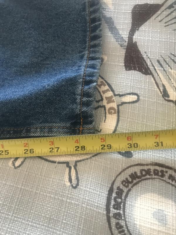 This pair of jeans new measured 32” as it says but as you see in the pic after washing it shrink really bad
