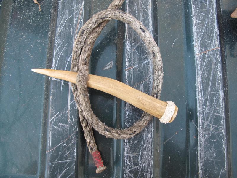 Antler fid for rope work, sealed with Pine Tar to fill all the little cracks and the pithy core on the cut end.