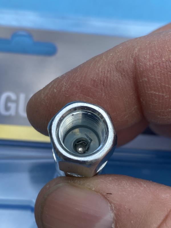 metal shards from the manufacturing process in the nozzle under the valve/ball
