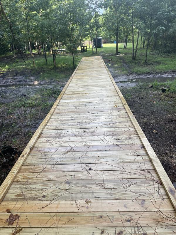Finished bridge across swamp.