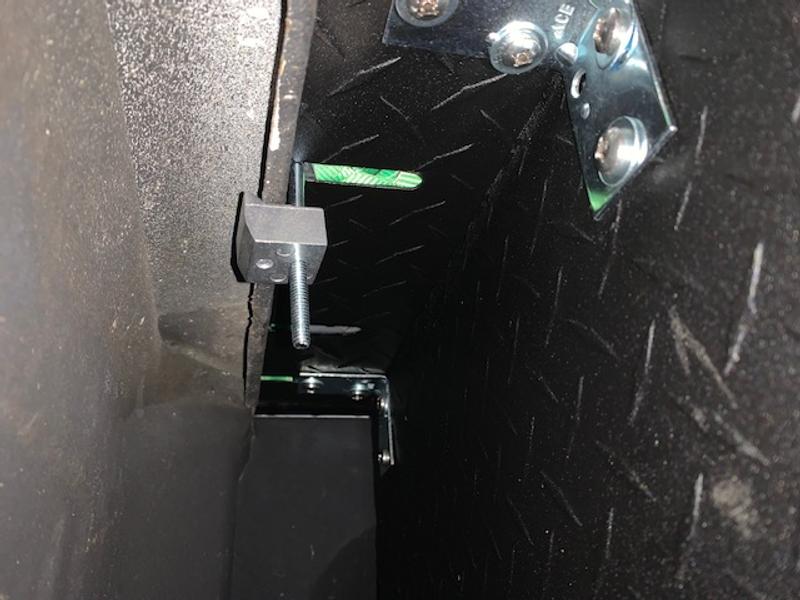 90 degree angle supports installed on toolbox