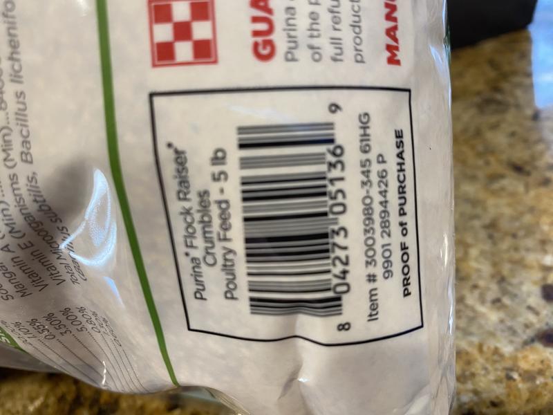 Purchased through Tractor Supply who immediately reimbursed for bag.
