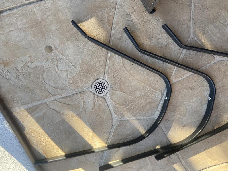 How box was delivered & the damaged legs of the chairs