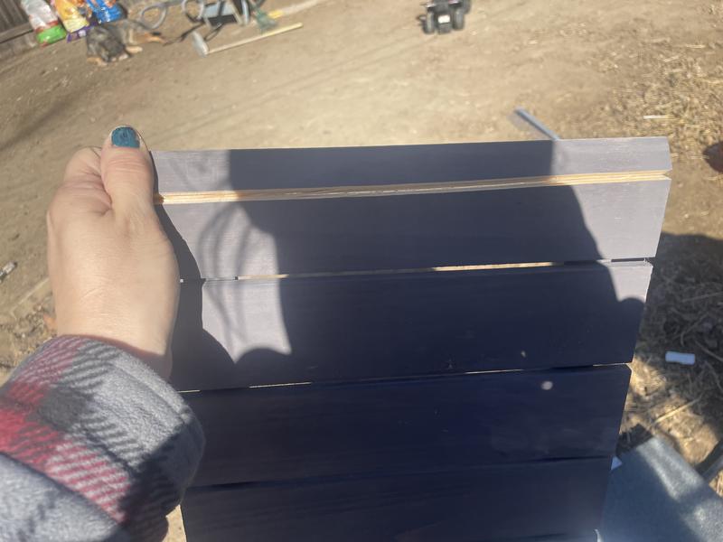 Wood split in half for piece in the bottom of the nesting boxes.