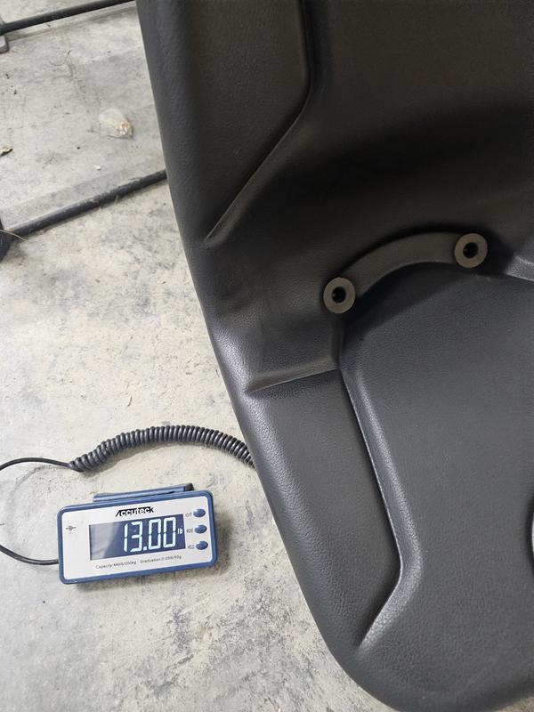 Weighing the seats. Check out the video for more detailed info.