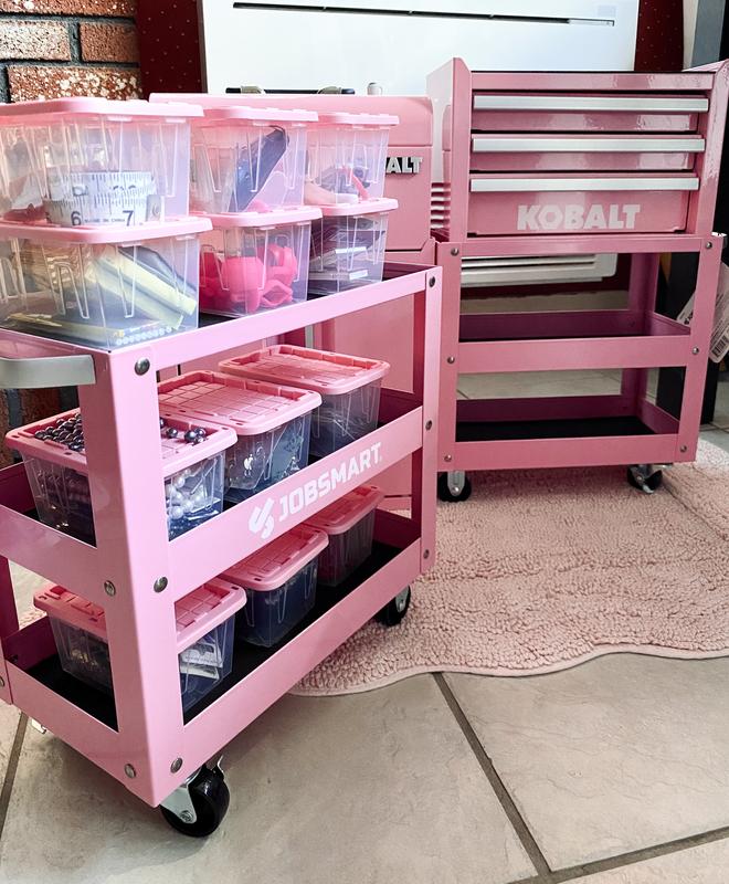 JobSmart 3-Tier Rolling Utility Cart - Pink