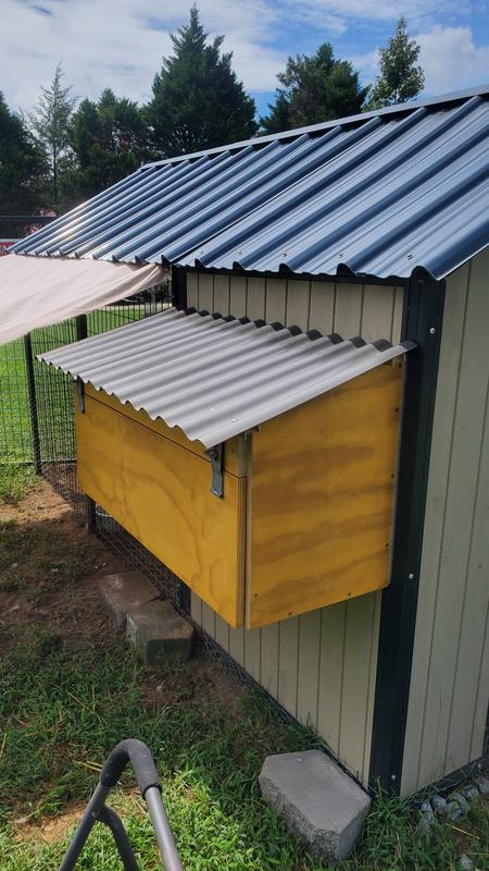 Added my own nesting boxes on the side. The spaces the coop comes with are not covered and will be covered in poop.