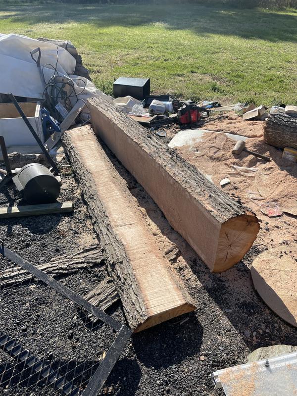 First board after skimming top of log