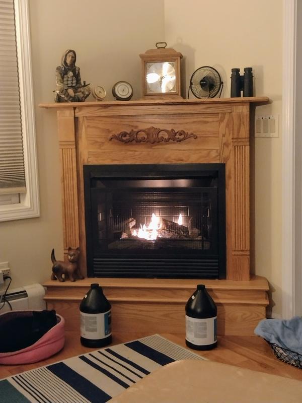 Existing oak corner mantle from 20 years ago modified some.
