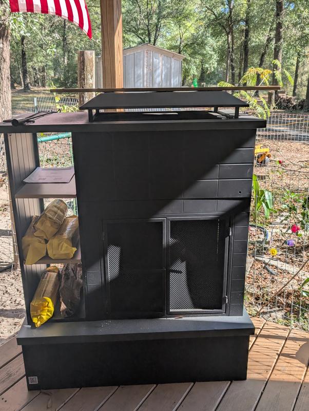 Our outdoor fireplace