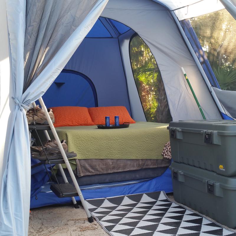 Trunks on top and use in tent