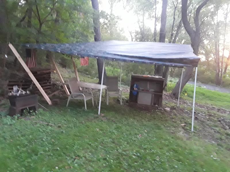 Tarp used as a camping flyers