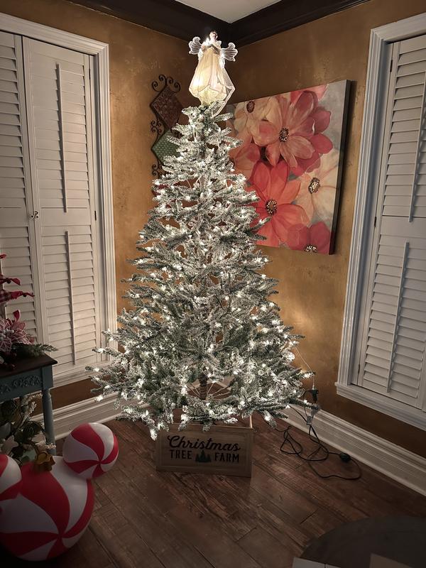 Gerson International 7 ft. Pre-Lit Flocked Scotch Pine Artificial Tree ...
