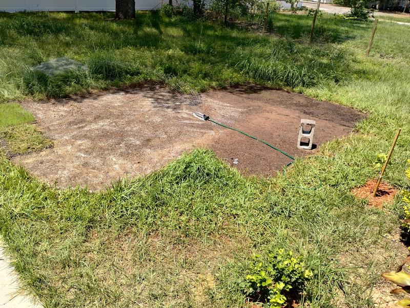 Prep the soil, plant & water. Seed has already been planted in area to the right.