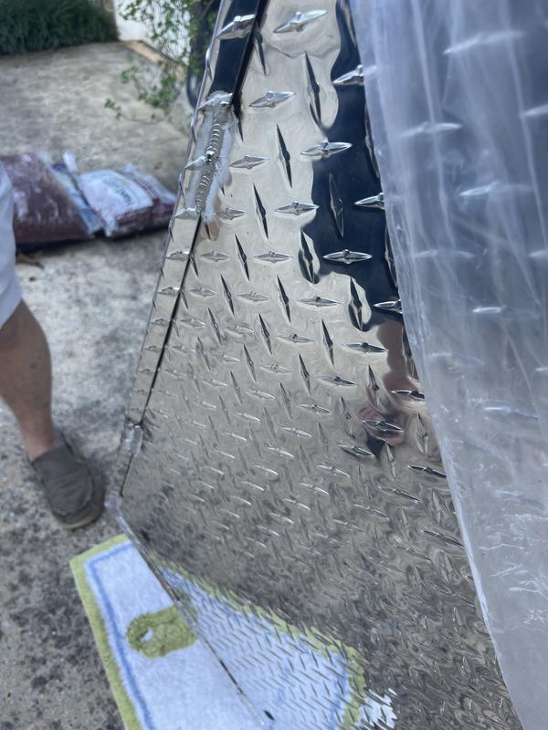 Bottom of box is not sealed.  Small spot welds around every seam of the box.