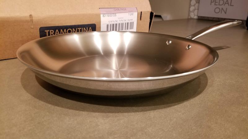 Tramontina 80116/007DS Gourmet Stainless Steel Induction-Ready Tri-Ply Clad Fry  Pan, 12-Inch, NSF-Certified, Made in Brazil 