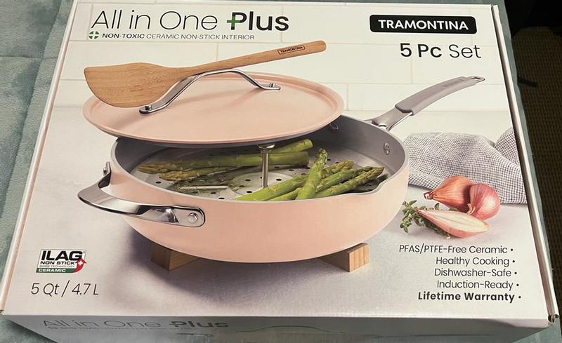 All in One Plus Pan, 5 Qt Ceramic Non Stick - Sea Salt Green