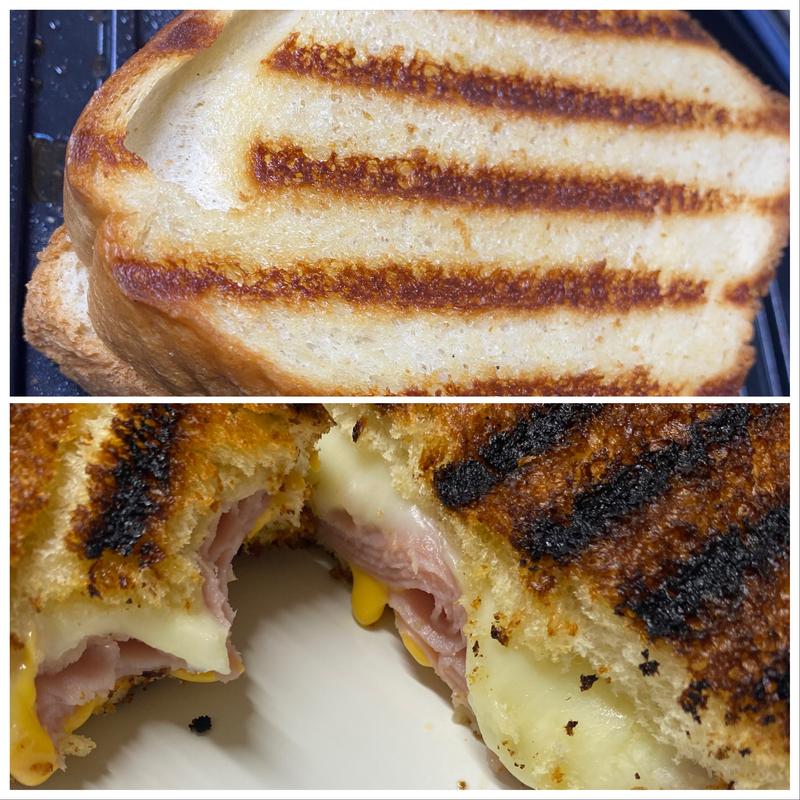 I prefer a golden lighter toasted sandwich (mine is pictured on the top), the picture on the bottom is my husbands, he prefers a much dark toast on his sandwiches. Whether you prefer light/golden/or darker toast this PowerXL can do it!