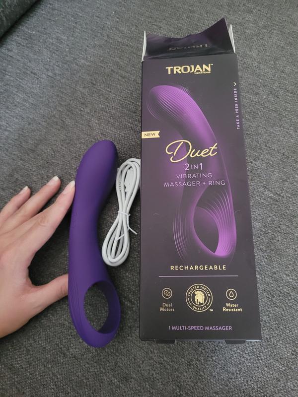 trojan duo vibrating ring TROJAN Vibrations Tandem Couples Vibrating Ring, Personal Massager, 1 Count