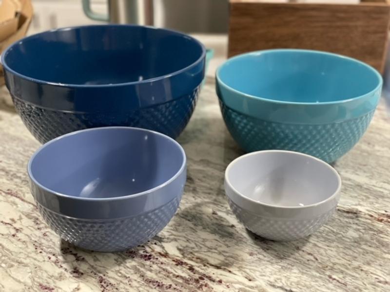 Tabletops Gallery Hobnail 4PC Blues Mixing Bowl Set TTU-A5440-ECM