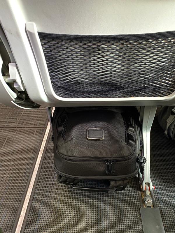 Fits underneath airline seats, even in the tightest spaces. Middle and window seats have more space.