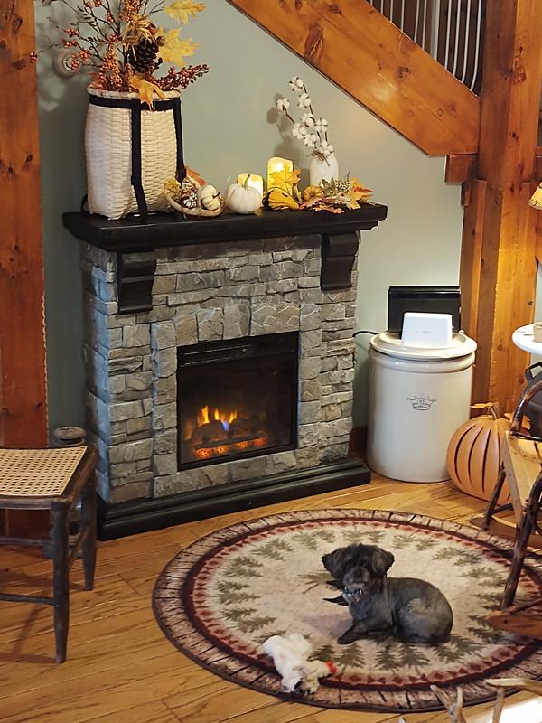 Pioneer Fireplace Mantel with 18” Infrared Quartz Electric Fireplace,  Brushed Dark Pine - Twin Star InternationalTwin Star International
