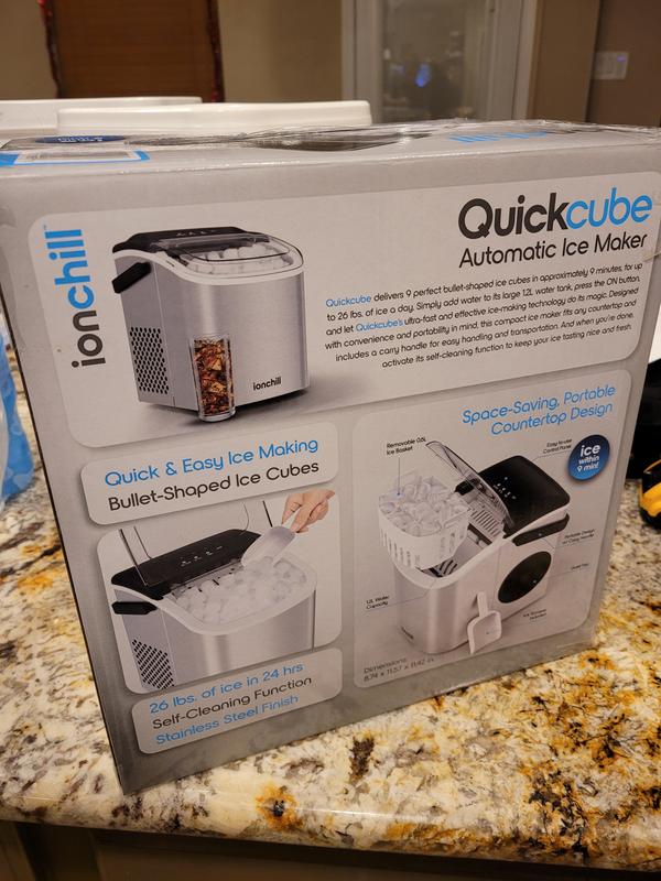 Ionchill Quick Cube Ice Machine, 26lbs/24hrs Portable Countertop Bullet Ice Maker