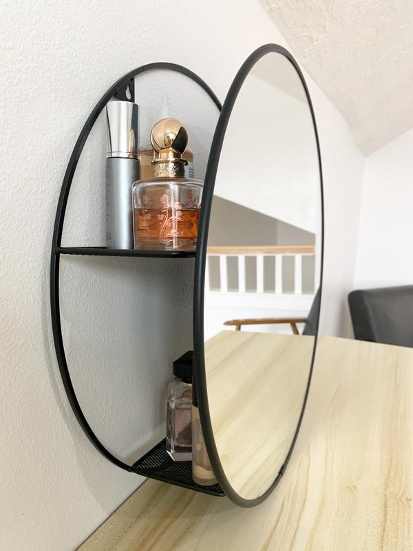 Cirko Mirror Storage Unit Modern Round Mirrors Umbra - Round Copper Wall Shelf With Mirror